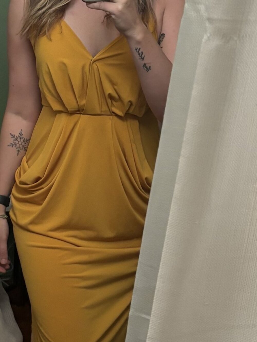 BCBGeneration Honey Gold Midi Dress